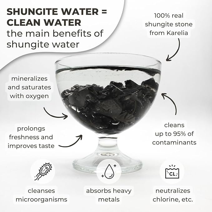Karelian Heritage Elite Shungite Rocks for Water Purification & Filtering 0.2 lb | 0.1-0.2 oz per Stone | Certified Natural Authentic Shungite Stones from Karelia | Jewelry Making REB10
