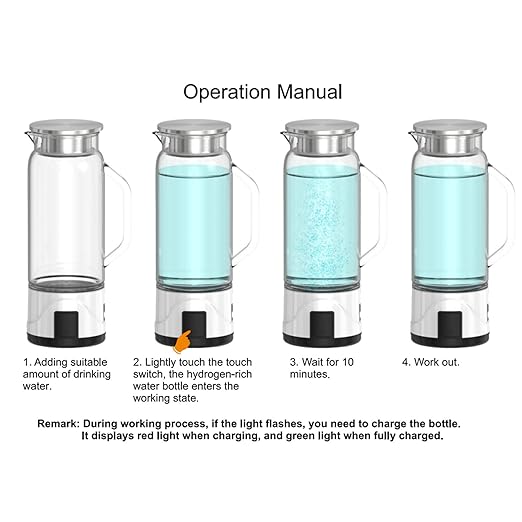 Hydrogen Water Bottle, 1000ml Large Capacity Hydrogen Rich Water Generator, Rechargeable Water Ionizer Machine, Efficient Electrolysis for Fitness Drinking