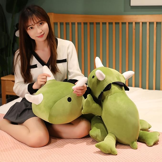 SQEQE Weighted Dinosaur Plush, Anxiety Weighted Stuffed Animals, Weighted Dinosaur Plushie Weighted Dino Throw Pillows for Kids Adults Green 23.6 Inch, 3.1 lbs