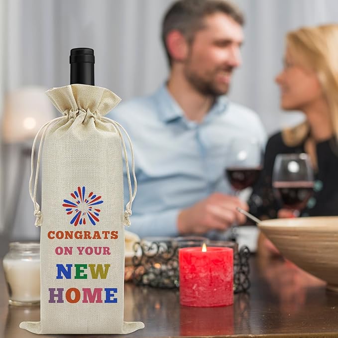 Housewarming gifts for New House Wine Bag House Warming Gifts New House Wine Bags for New Home Owner Party Decorations New House Gift for Friend Women Men Wife Husband Wedding Birthday Christmas Gift