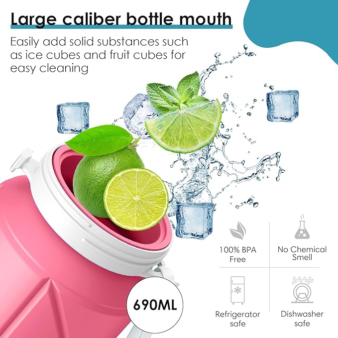 Collapsible Water Bottle 2pcs Foldable Silicone Travel Water Bottle Leakproof Flexible BPA Free Portable,Folding Water Bottle Lightweight for Camping, Hiking,Sports Travel Bottles 23oz