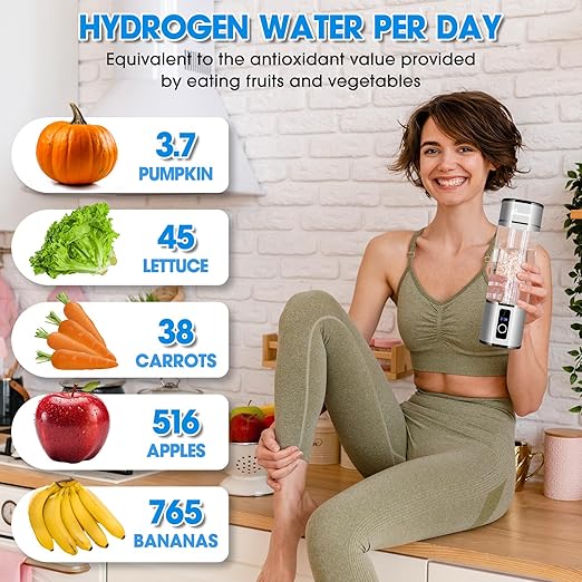 Hydrogen Water Bottle, 2 Modes Portable Hydrogen Water Bottle Generator with SPE PEM Technology and LED Display, Ion Water Ionizer Machine for Office, Travel and Home Daily Drinking(Silver)