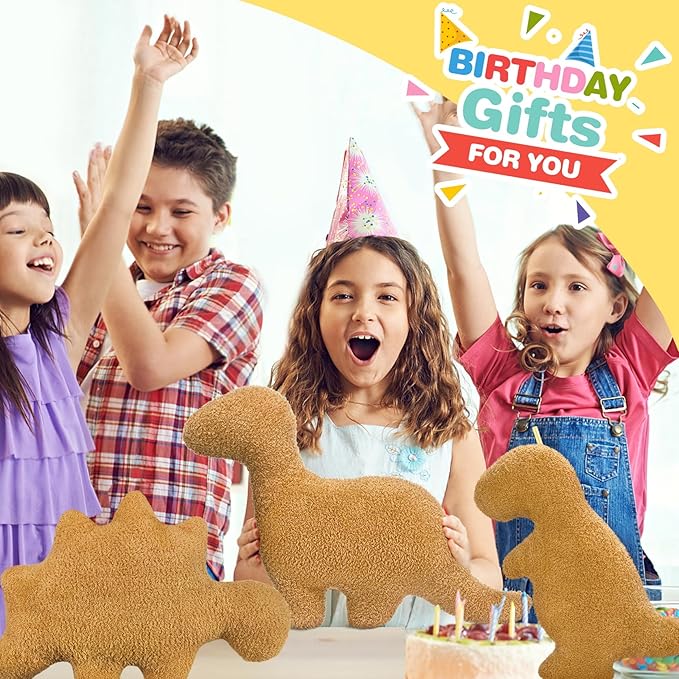 Dino Nugget Pillow Birthday Gifts for Boys Girls, Dinosaur Chicken Nuggets Pillow Plush Funny Gifts for Teens, Dinosaur Stuffed Animal Cute Dinosaur Gifts for Kids Aduls (Small, Brontosaurus)