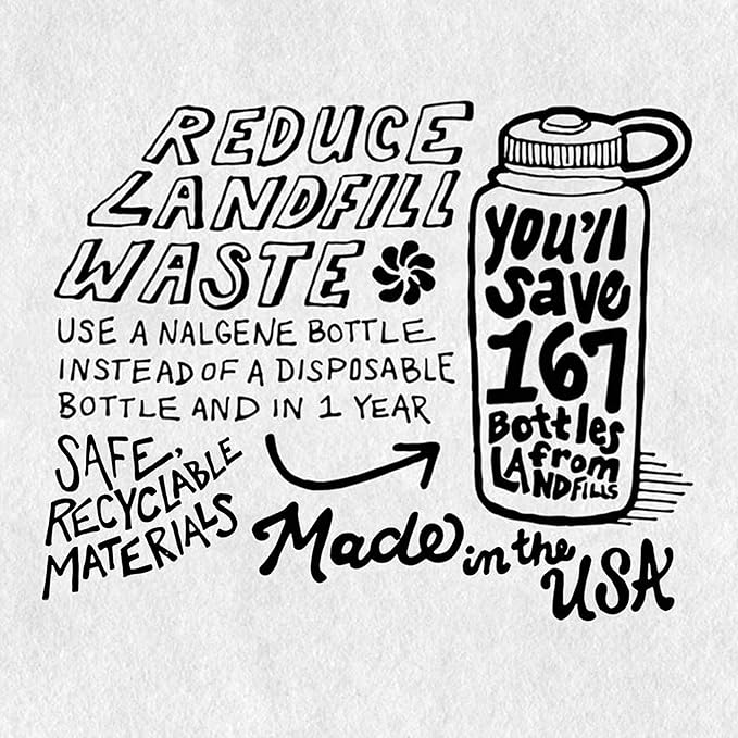 Nalgene Sustain Tritan BPA-Free Water Bottle Made with Material Derived From 50% Plastic Waste, 16 OZ, Wide Mouth, Clementine
