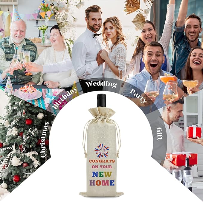 Housewarming gifts for New House Wine Bag House Warming Gifts New House Wine Bags for New Home Owner Party Decorations New House Gift for Friend Women Men Wife Husband Wedding Birthday Christmas Gift