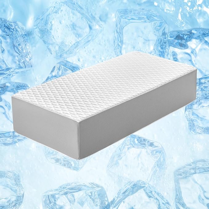 Cooling Cube Pillow for Side Sleepers, Square Memory Foam Side Sleeper Pillow Firm Soft Double-Sided Supportive, Support Head Neck Shoulder for Pain Relief Cervical Pillow, 24"x12"x4"