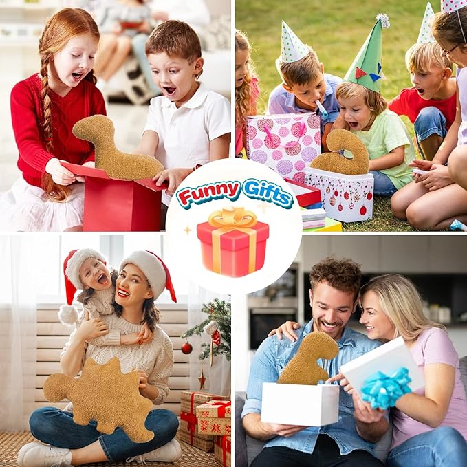 Dino Nugget Pillow Birthday Gifts for Boys Girls, Dinosaur Chicken Nuggets Pillow Plush Funny Gifts for Teens, Dinosaur Stuffed Animal Cute Dinosaur Gifts for Kids Aduls (Small, Brontosaurus)