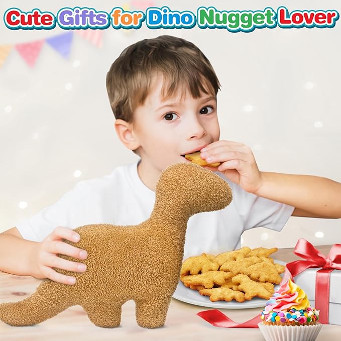 Dino Nugget Pillow Birthday Gifts for Boys Girls, Dinosaur Chicken Nuggets Pillow Plush Funny Gifts for Teens, Dinosaur Stuffed Animal Cute Dinosaur Gifts for Kids Aduls (Small, Brontosaurus)