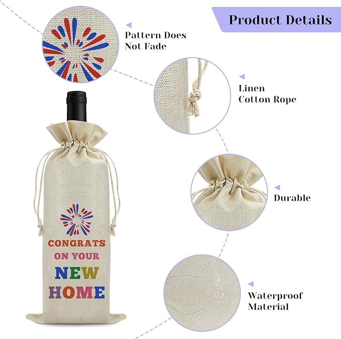 Housewarming gifts for New House Wine Bag House Warming Gifts New House Wine Bags for New Home Owner Party Decorations New House Gift for Friend Women Men Wife Husband Wedding Birthday Christmas Gift