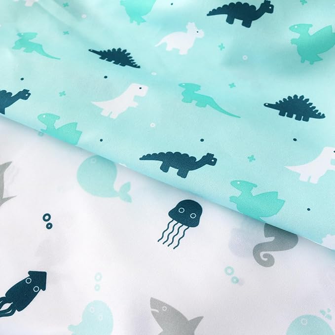 Baby Bassinet Fitted Sheets 4 Pack Compatible with 4moms MamaRoo Sleep, Regalo Baby Basics Bassinet and Chicco Close to You 3-in-1 Bedside, Ultra Soft and Skin-Friendly, Aqua Dinosaurs & White Ocean